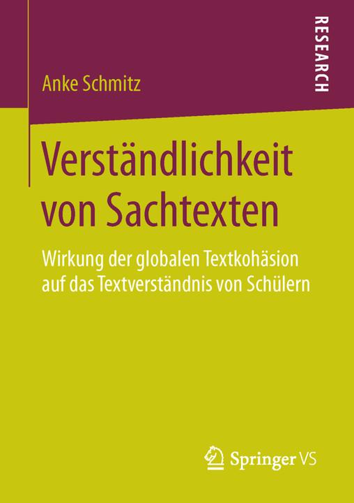 Produktbild Verständlichkeit von Sachtexten (Deutsch, Anke Schmitz, 2016)