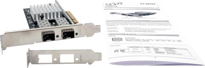 Actual product image Exsys PCI-E Card Netzwerk SFP+ 2x 10 Gbit/s (Intel) (PCI-E x8)