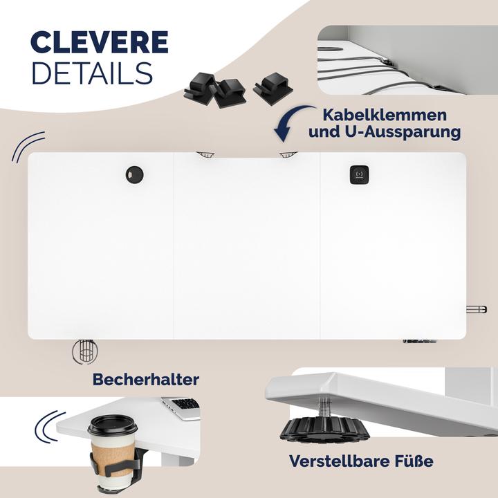 Image du produit Casaria Höhenverstellbarer Schreibtisch (160 x 70 x 72 cm)