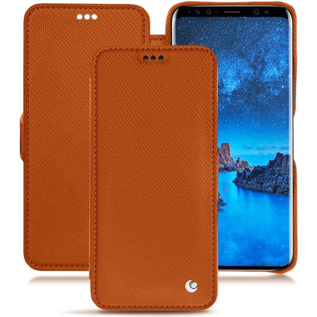 Noreve Lederschutzhülle horizontal (Samsung Galaxy S9), Smartphone Hülle, Orange