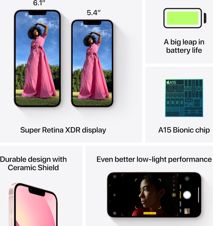 Produktbild Apple iPhone 13 mini (256 GB, Pink, 5.40", SIM + eSIM, 12 Mpx, 5G)