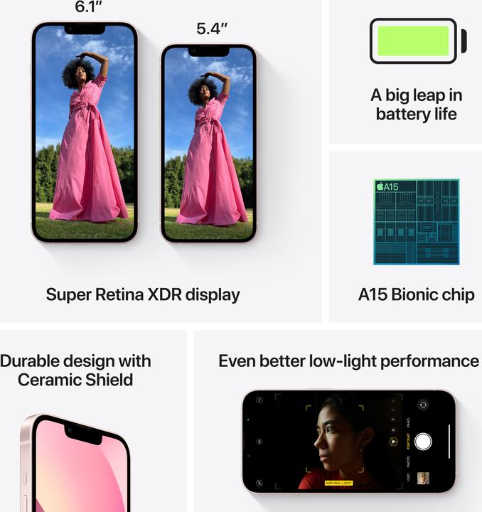 Immagine prodotto Apple iPhone 13 mini (512 GB, Pink, 5.40", SIM + eSIM, 12 Mpx, 5G)