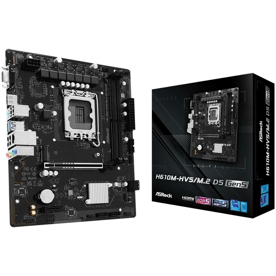 AsRock MB Intel 1700 H610M-HVS/M.2 D5 GEN5 (LGA 1700, Intel H610, Micro ATX (mATX)), Scheda madre