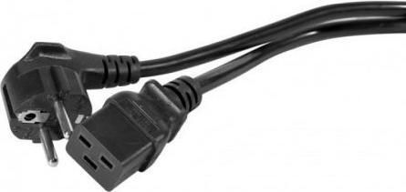 Exertis Connect Netzanschlusskabel 16 A, Schutzkontaktstecker gewinkelt an 16 A Kaltgerätebuchse C19 gerade, schwarz (2 m)