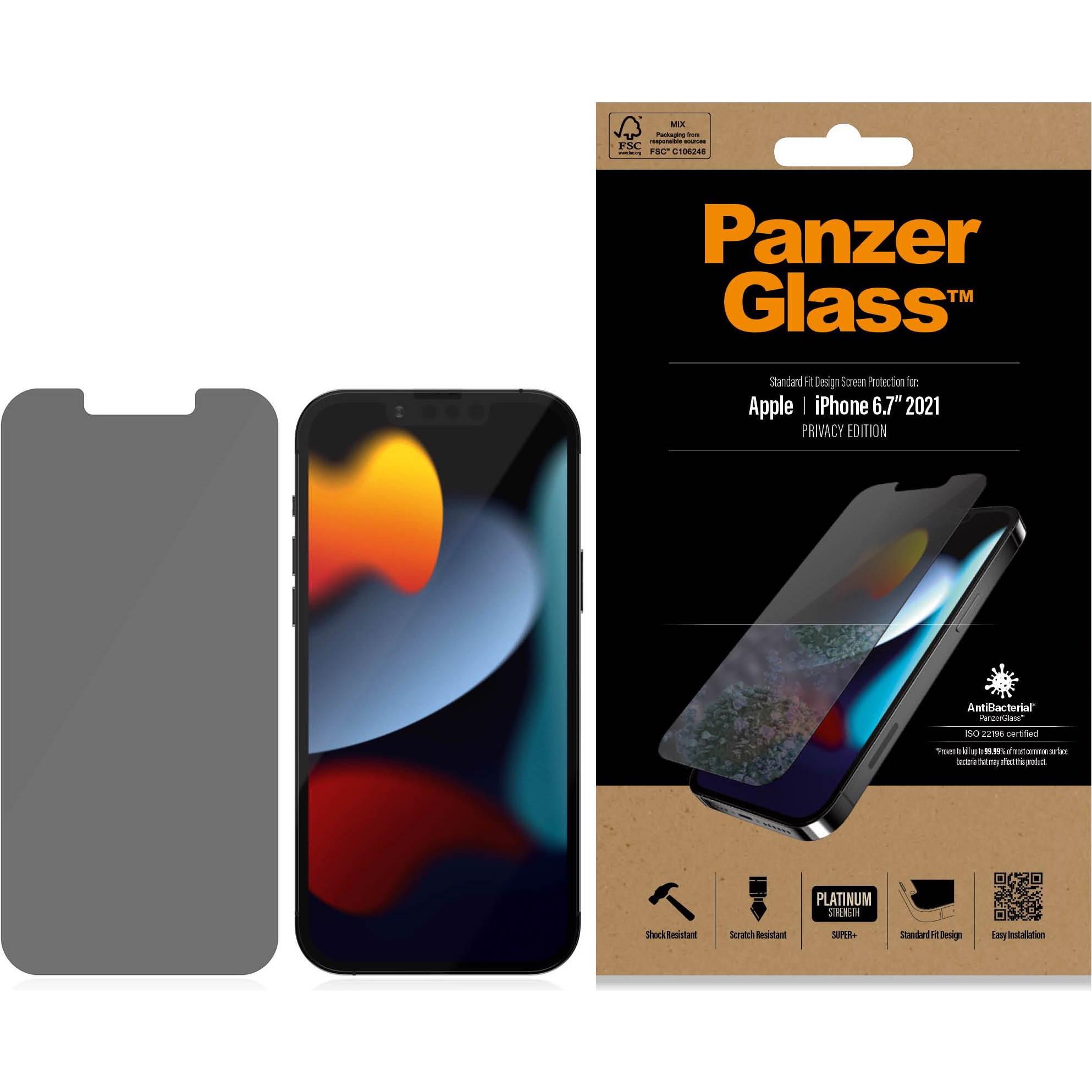 PanzerGlass Privacy (1 Stück, Apple iPhone 13 Pro Max), Smartphone Schutzfolie, Transparent