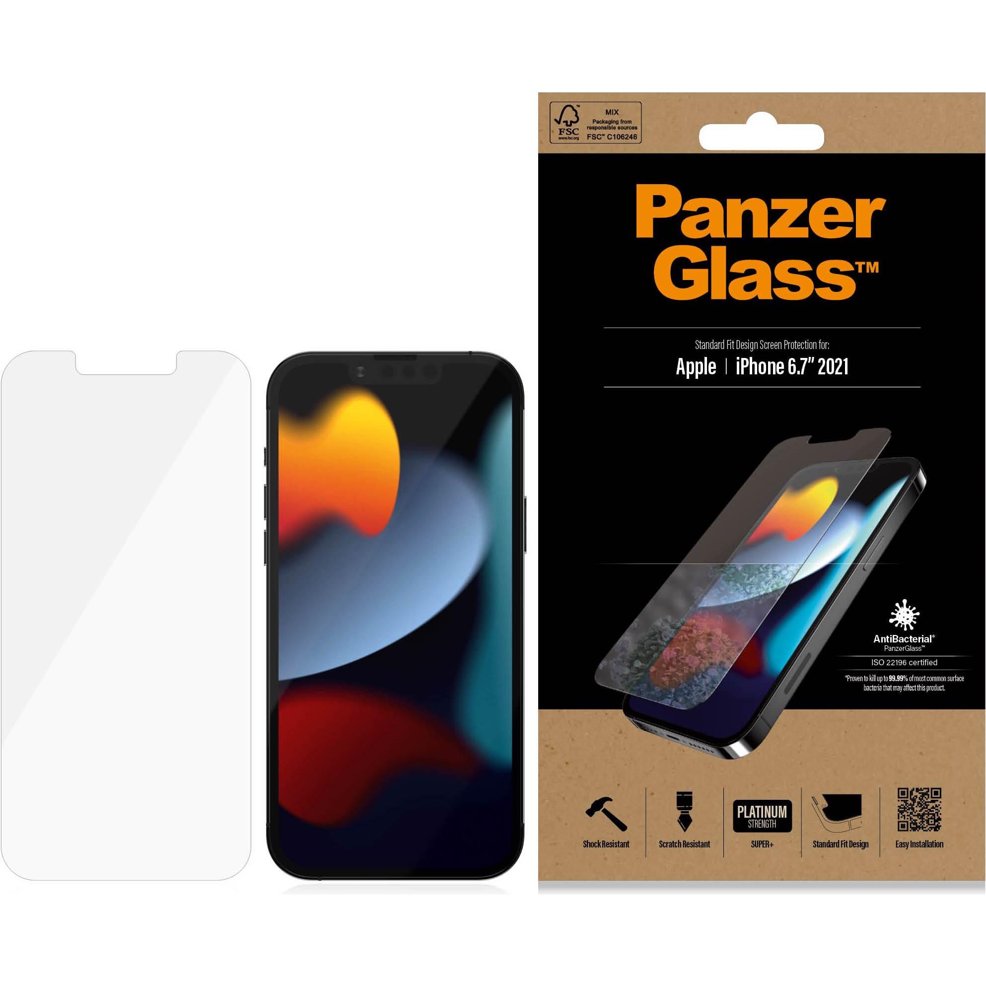 PanzerGlass Standard Fit (1 Stück, Apple iPhone 13 Pro Max), Smartphone Schutzfolie, Transparent