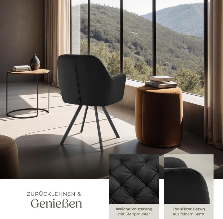 Actual product image tectake Rotatable velvet armchair Lucia, upholstered
