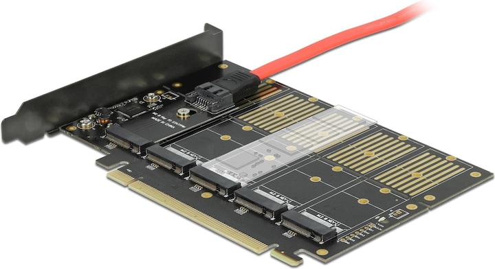 Actual product image Delock Host Bus Adapter PCI-ex16v3 - 5xM.2 Key-B, SATA