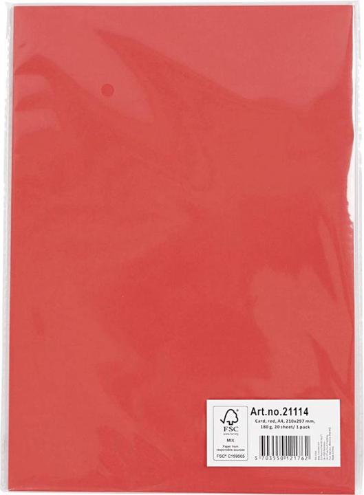 Actual product image Creativ Company Gekleurd cardboard Helder Rood A4, 20 vel (180 g/m², 20x)