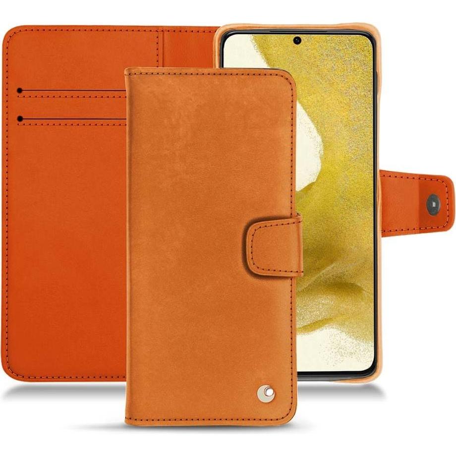 Noreve Lederschutzhülle Wallet (Samsung Galaxy S22), Smartphone Hülle, Orange