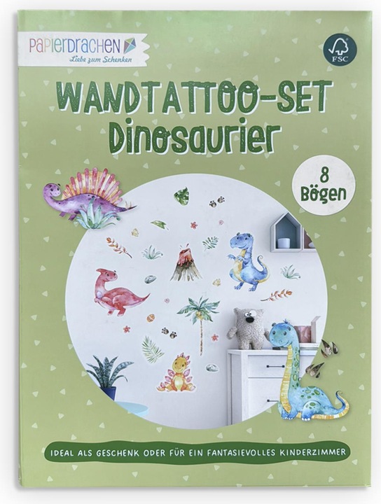 Image du produit Papierdrachen Autocollants muraux - Dinosaures - Set 5 (22 x 30 cm)