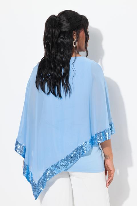 Produktbild Ulla Popken Bluse, Chiffon-Überwurf, U-Boot-Ausschnitt, 3/4-Arm (46, 48)