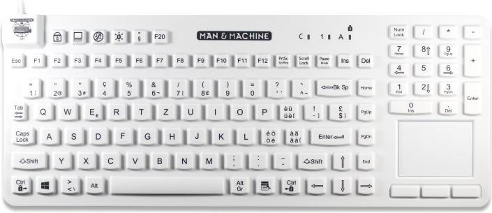 Actual product image Man & Machine Europe MAN&MACHINE ReallyCoolTouch CH/LU,wh Hygienic keyboard,CH/LU,white (CH, Cable)