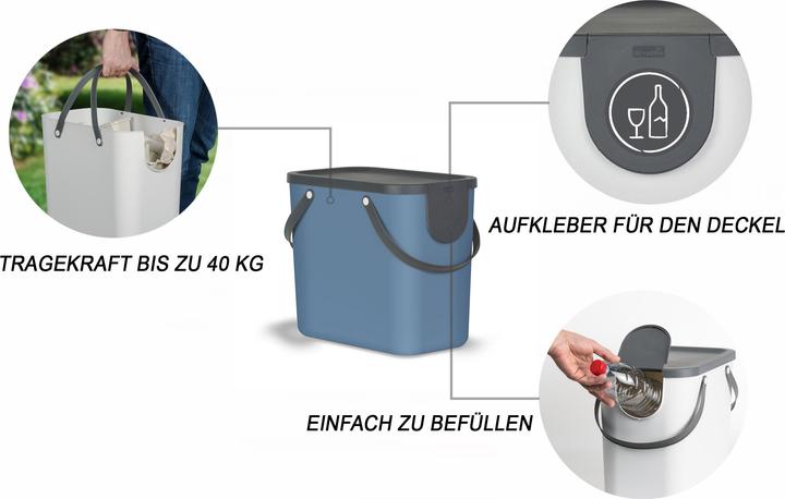 Image du produit Rotho Recycling Müllsystem 25 l ALBULA - Horizontblau (25 l)