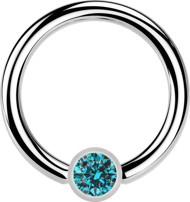 Immagine prodotto Star Piercing Anello con chiusura a sfera in argento e cristallo color acqua (senza ottone, Acciaio chirurgico 316L)