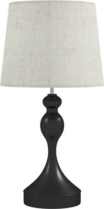 Swisshandel24 Tischlampe LED, 3 Farbtemperaturen, USB A+C Ladeanschluss, Leinenschirm, Schwarz (800 lm, E27)