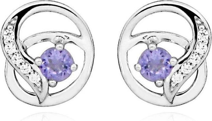 Silver Cat - Fashion silver earrings with synthetic amethysts SC458 (Argent)