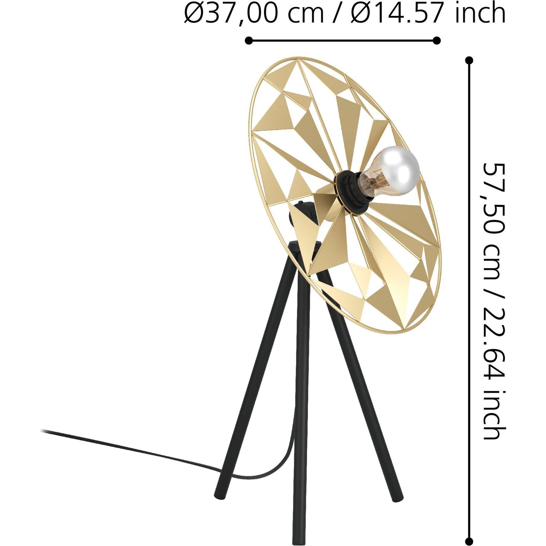 Thumbnail - EGLO, Tischlampe, 43808 CASTANUELO E27 Tischleuchte 370x270mm Schwarz Gold (E27)