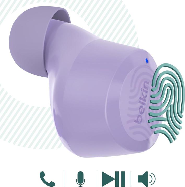 Produktbild Belkin wireless soundform bolt tws hellviolett (Keine Geräuschunterdrückung, 28 h, Kabellos)