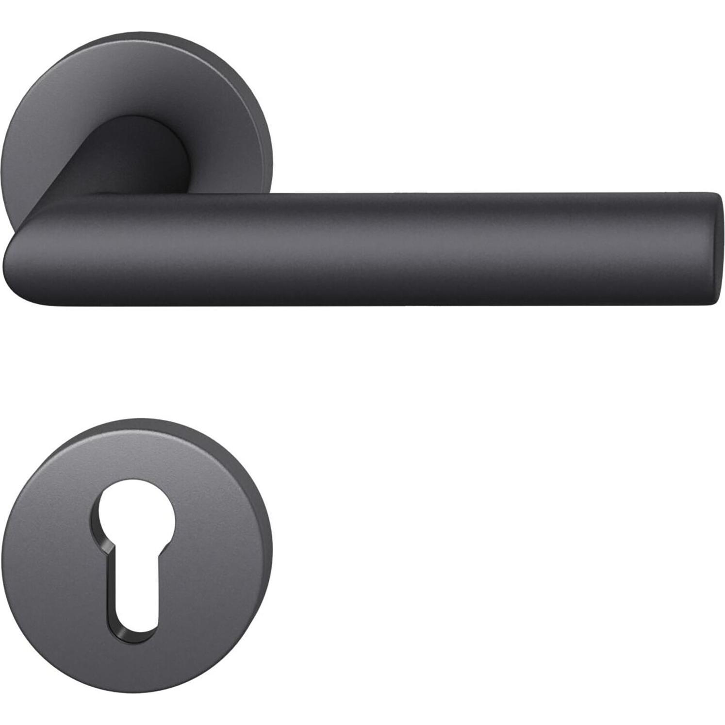 FSB, Türgriff + Fenstergriff, Feuerschutz Drückergarnitur 76 1076 AGL DIN PZ, Aluminium schwarz matt (Türschild)