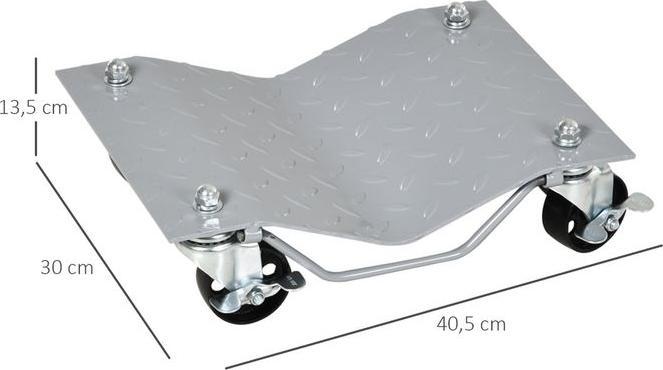 Immagine prodotto Swisshandel24 Cric di manovra 2 pezzi Aiuto alla manovra Cric per cambio gomme con 4 rulli per auto Grigio 40,5L