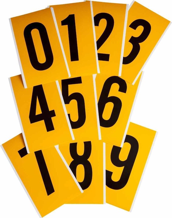 Productafbeelding Brady B-946, 1570-# Kit, Vinyl, Belettering: Cijferset (0-9), Zwart op Geel, 127 x 228 mm, Sch