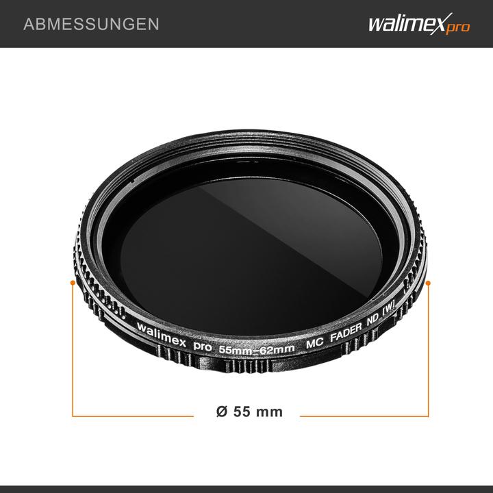 Immagine prodotto Walimex pro per ND fader ND2 - ND400 rivestito 55 mm (55 mm, Filtri grigi, 55 mm)