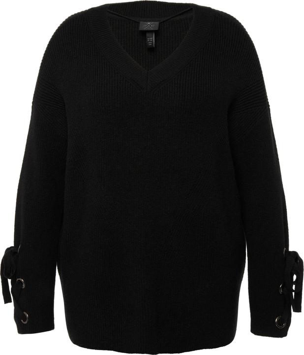 Produktbild Ulla Popken Pullover, Ärmelbänder, Oversized, V-Ausschnitt, Langarm (58)