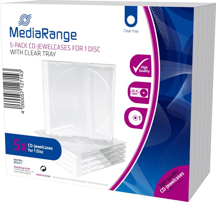 MediaRange CD / DVD Retail Pack 1 Boîtiers Jewel 5pcs