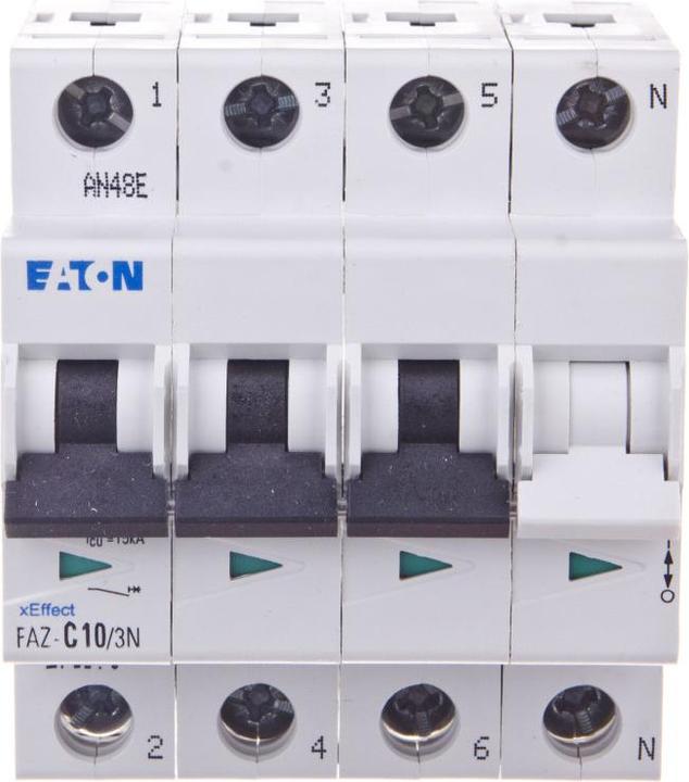 Immagine prodotto Eaton Interruttore di sovracorrente 3P+NC 10A 15 kA AC FAZ C10/3N (278971)