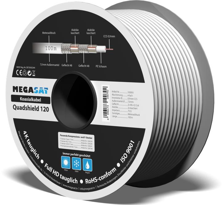 Produktbild Megasat Quad Shield Koaxkabel (100m) 100093, weiss (110 dB, Mini-Spule)