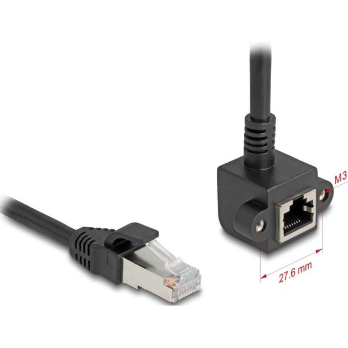 Delock Netzwerk Verlängerungskabel RJ45 Stecker zu RJ45 Buch (F/UTP, CAT6, 0.25 m), Netzwerkkabel