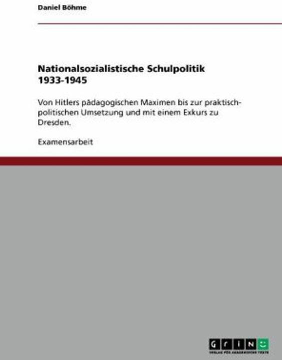 Produktbild Nationalsozialistische Schulpolitik 1933-1945