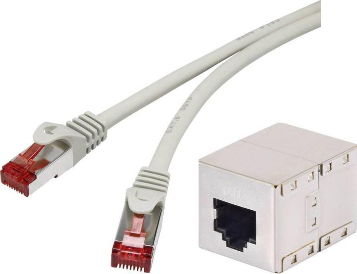 Renkforce CAT6A S/FTP Netzwerkverlängerung (Kabel + Kupplung) 20 m (S/FTP, CAT6a, 20 m)
