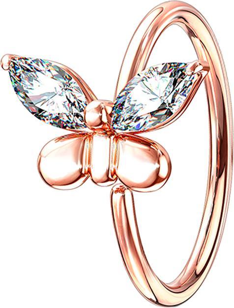 Immagine prodotto Hollywood Body Jewelry Anello micro piercing farfalla in oro rosa con cristallo (Ottone)