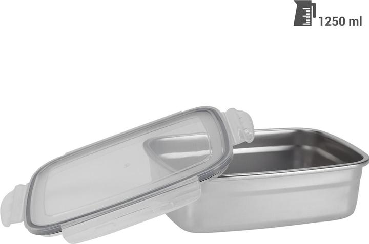 Excellent Houseware 2er-Set Frischhaltedose aus Edelstahl mit Kunststoff Clip-Deckel, 1250 ml (1.25 l)