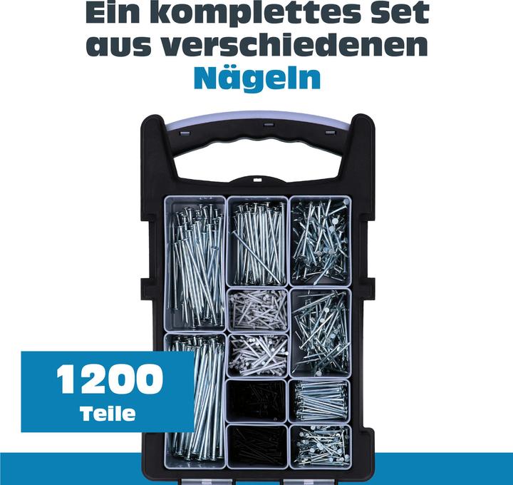 Produktbild Helpmate Nagel Set, gehärteter Stahl, 1200 Stück (1200 Stück, 100 mm)