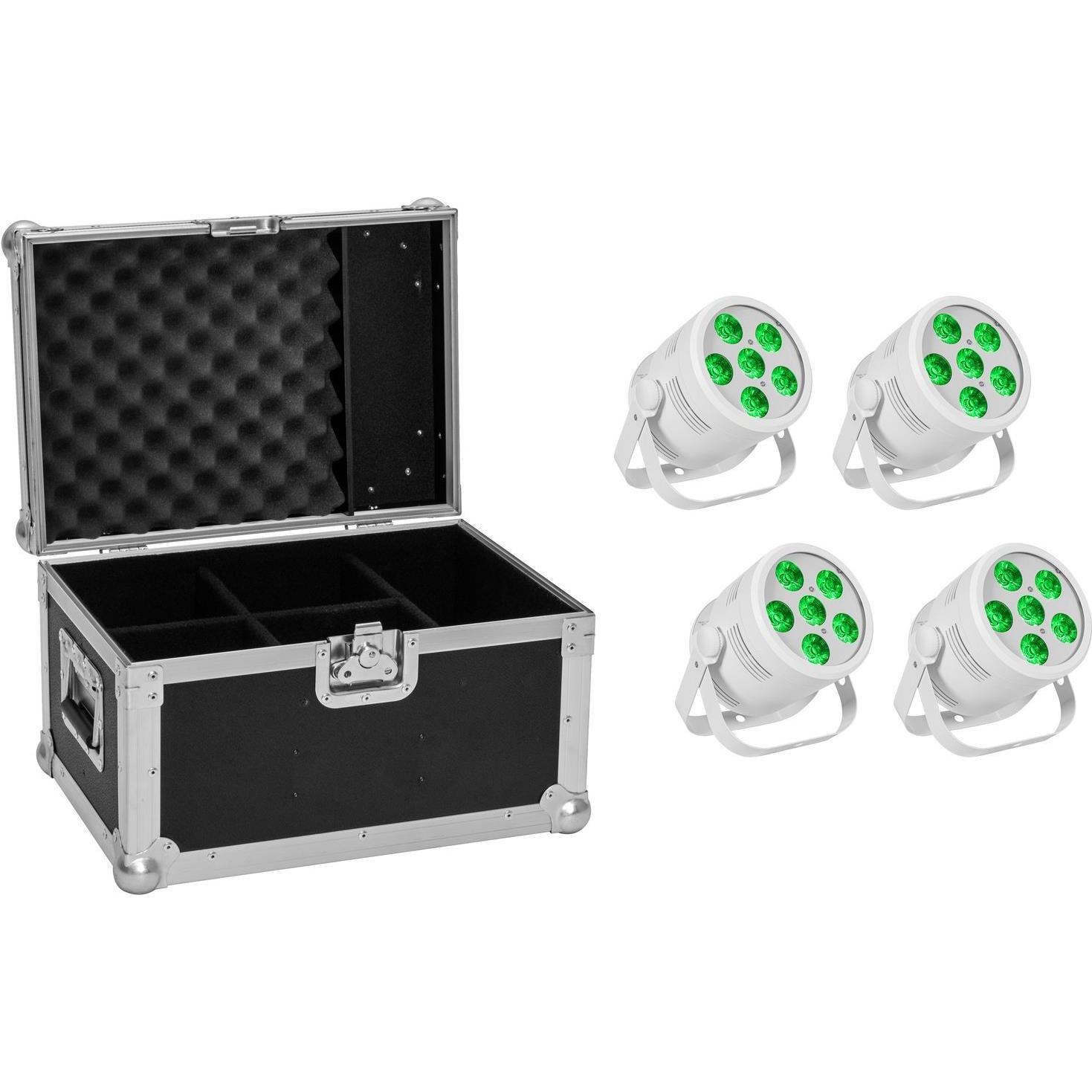 Eurolite Set 4x LED Silent PAR 6 QCL Floor ws + Case, Licht Set