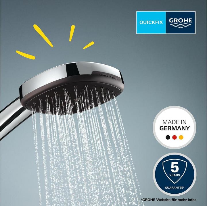 Actual product image Grohe Vitalio Comfort 110 QuickFix hand shower, intelligent spray diverter, 2 spray types, chrome (2 Beam types, 13.50 l/min)