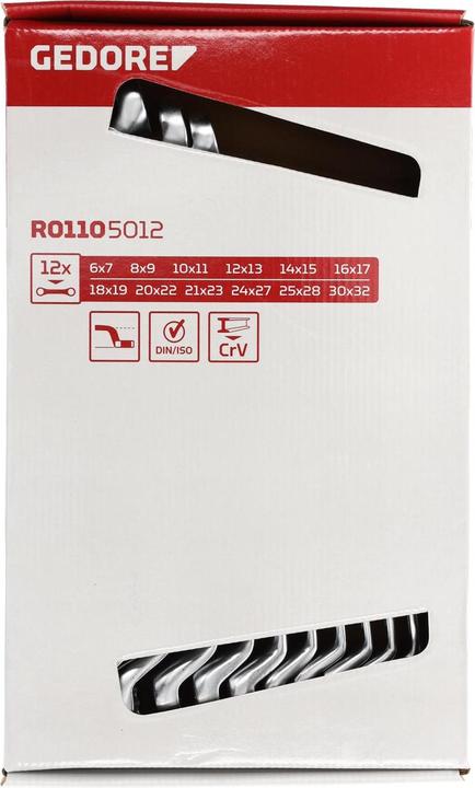 Actual product image Gedore Red red Double ended ring spanner set, 12 pieces, SW 6-32, chrome vanadium steel, silver (10 mm, 11 mm, 12 mm, 13 mm, 14 mm, 15 mm, 16 mm, 17 mm, 18 mm, 19 mm, 20 mm, 21 mm, 22 mm, 23 mm, 24 mm, 25 mm, 26 mm, 27 mm, 28 mm, 29 mm, 30 mm, 31 mm, 32 mm, 6 mm, 7 mm, 8 mm, 9 mm)