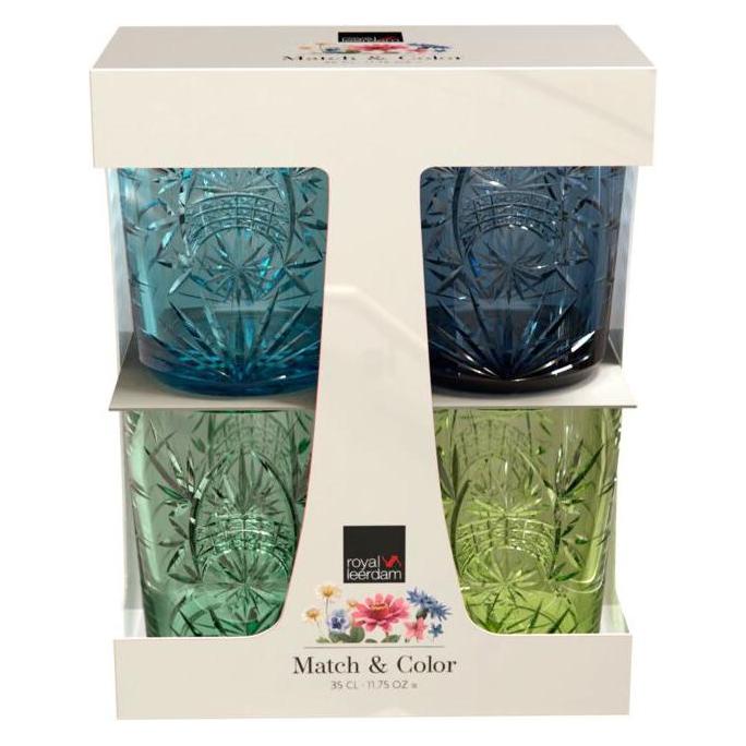 Royal Leerdam Wedstrijd&Kleur Blauw Set 4, Drinkglazen, Blauw