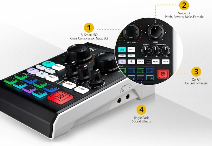 Actual product image Aten UC8000 Podcast AI Audio Mixer MicLIVE 6-CH (Studio- and Livemixer)