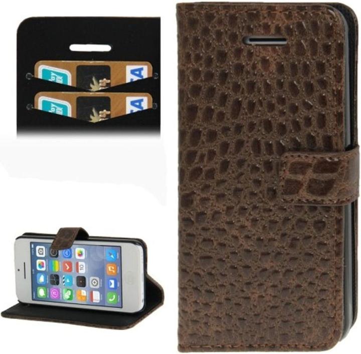 Produktbild König Design Handyhülle Croco (Flip Quer) für Handy Apple iPhone 5C braun (Apple iPhone 5c)