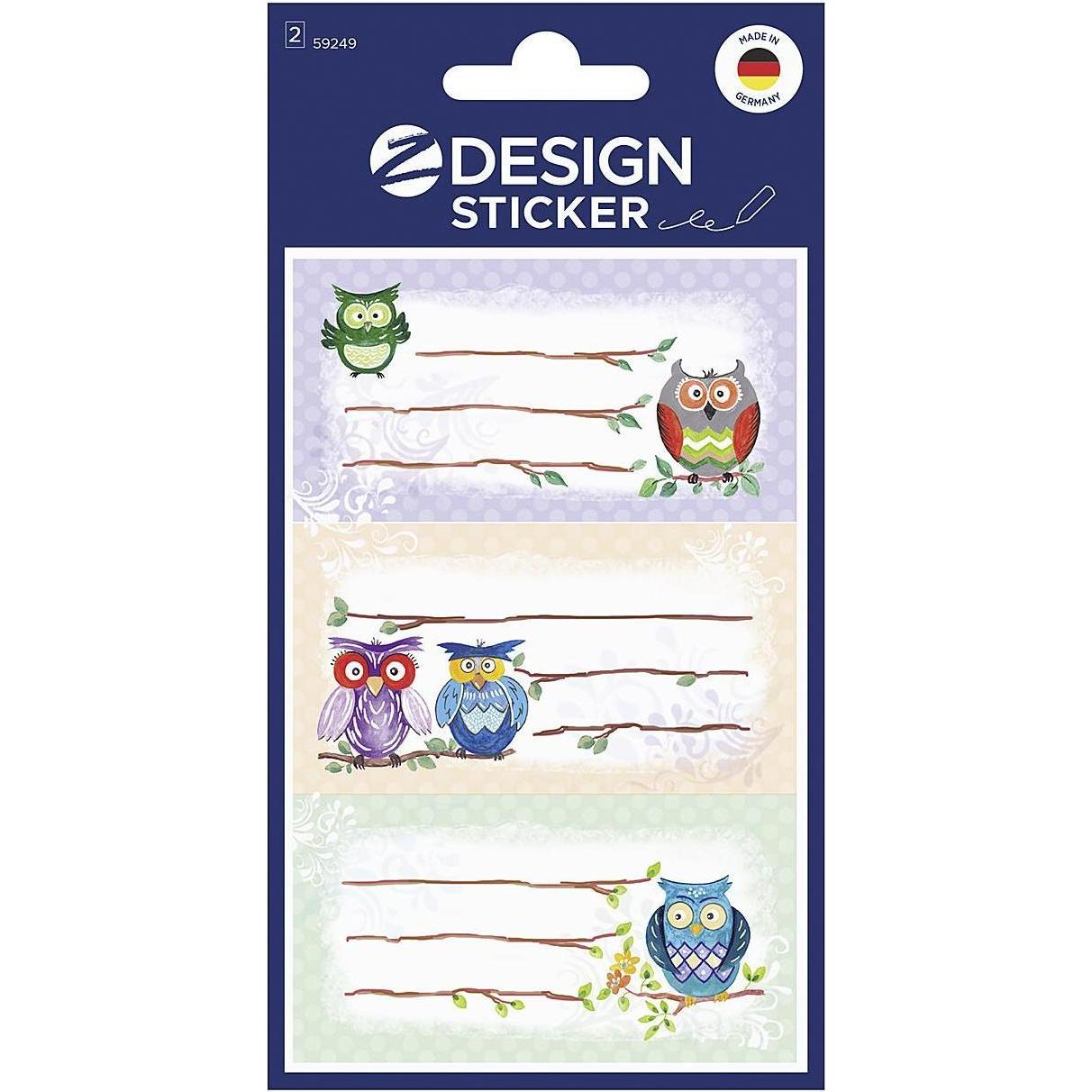 10x Z-Design, Étiquettes, Étiquettes en hêtre, Hibou