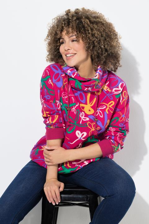 Produktbild Ulla Popken Sweatshirt, Scribble-Muster, Stehkragen, Langarm (54)