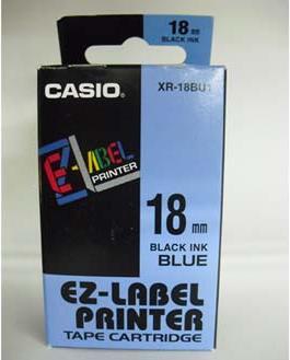 Actual product image Casio XR-18BU1 18mm black on blue, 8 metres (1.80 cm, Black, Blue)