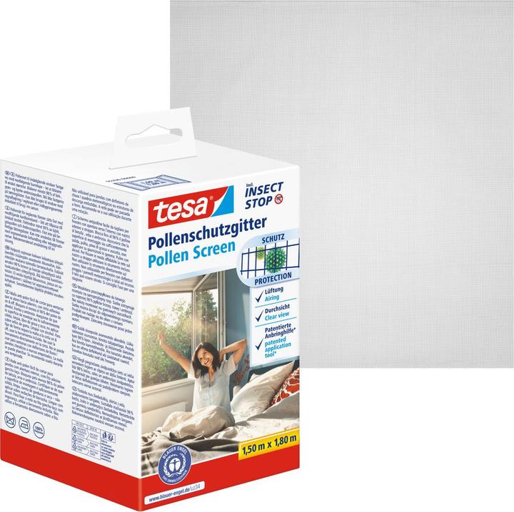 Produktbild tesa Pollenschutzgitter, für Allergiker, zuschneibar inkl. selbstklebendem Klettband (150 x 180 cm)