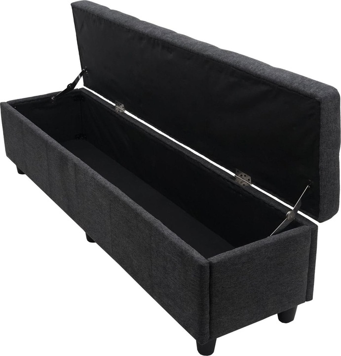 Image du produit Swisshandel24 Coffre de rangement Kriens XXL, banquette Banc, tissu/textile, 45x180x45cm gris foncé (180 cm)