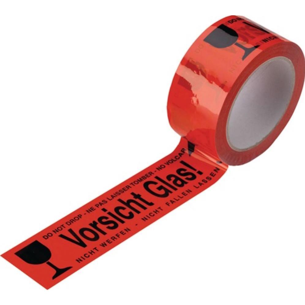 Thumbnail - Enviropack, Klebeband, Warnklebeband PVC Vorsicht Glas Länge 66 m, Breite 48 mm rot (48 mm)