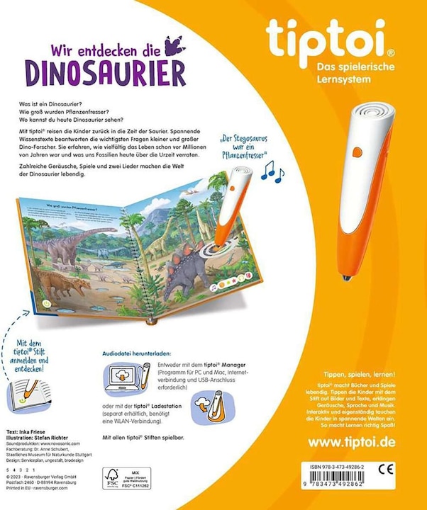 Immagine prodotto tiptoi Wir entdecken die Dinosaurier (Tedesco, Frisona inca, Stefan Richter, 2023)